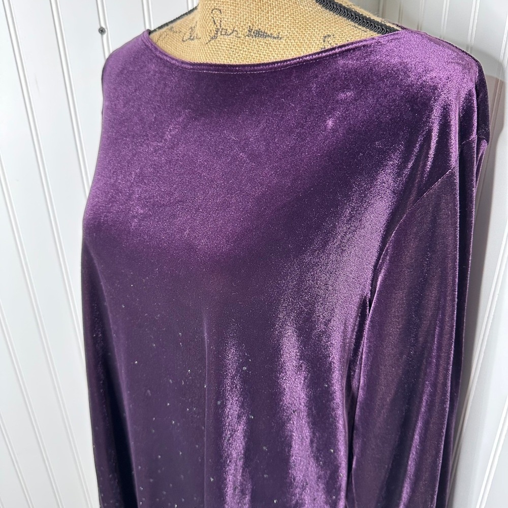 Notations Velvet Top Purple Sparkle Bling‎ Formal Event Party Vintage NEW Sz 1X - Picture 2 of 13
